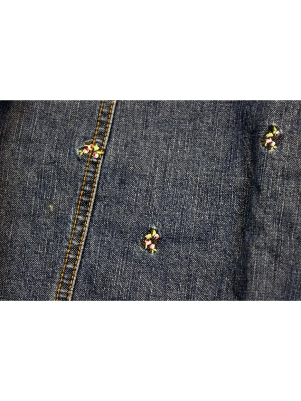 2005 Gymboree Winter Princess Dark denim Skirt Embroidered Pink Flowers sz 12